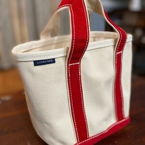 LANDS' END NATURAL AND RACING RED CANVAS BOAT AND TOTE BAG BRAND NEW
